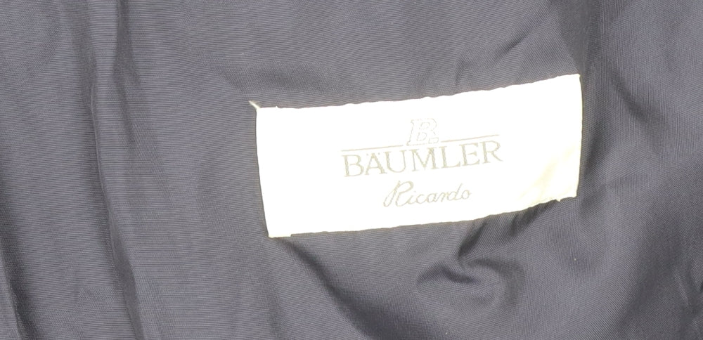 Baumler Men's Black Double Breasted Striped Tweed Suit Jacket Size 42.5
