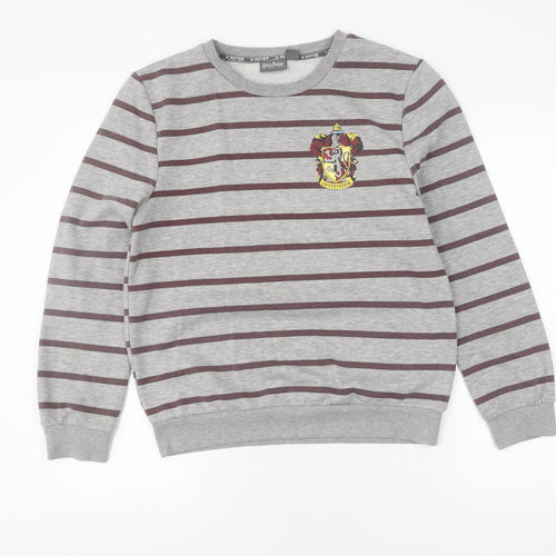 Harry Potter Unisex Grey Striped Pullover Sweatshirt