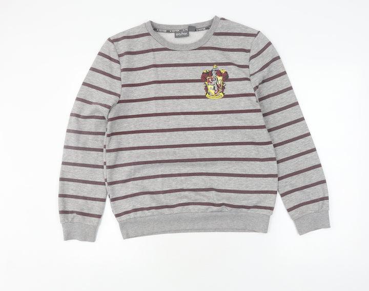 Harry Potter Unisex Grey Striped Pullover Sweatshirt