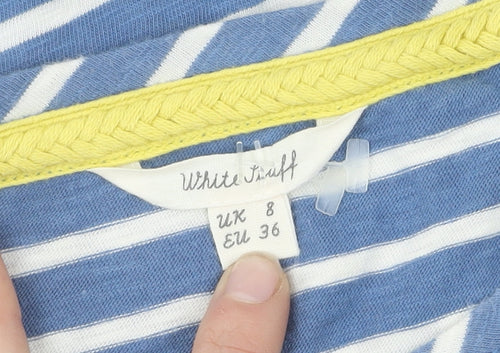 White Stuff Women's Blue Striped Tunic T-Shirt Size 8