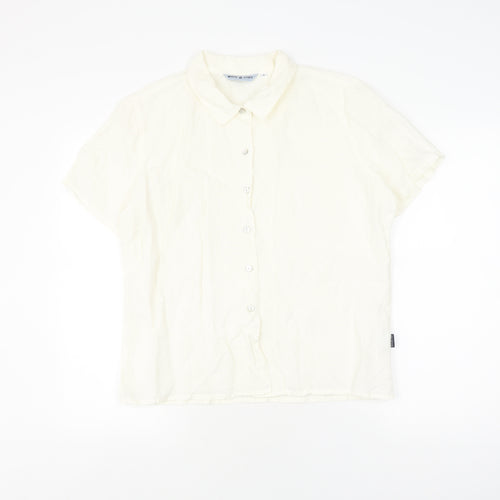 White Stuff Women’s White Linen Button-Up Blouse Size 4