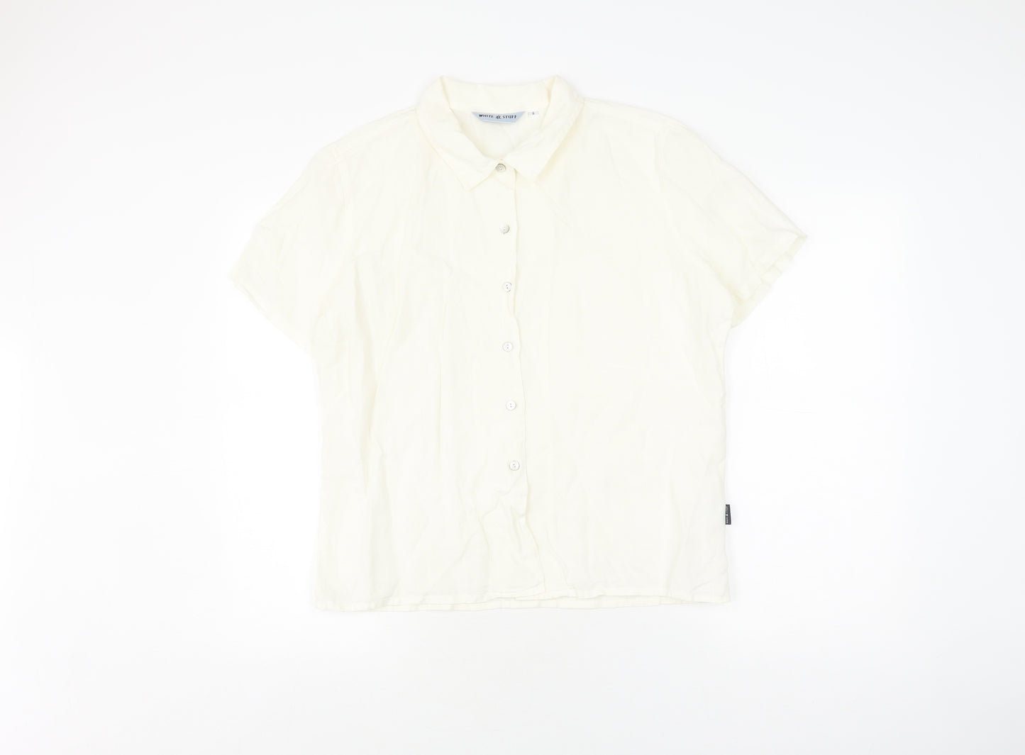 White Stuff Women’s White Linen Button-Up Blouse Size 4