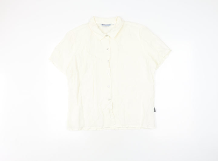 White Stuff Women’s White Linen Button-Up Blouse Size 4
