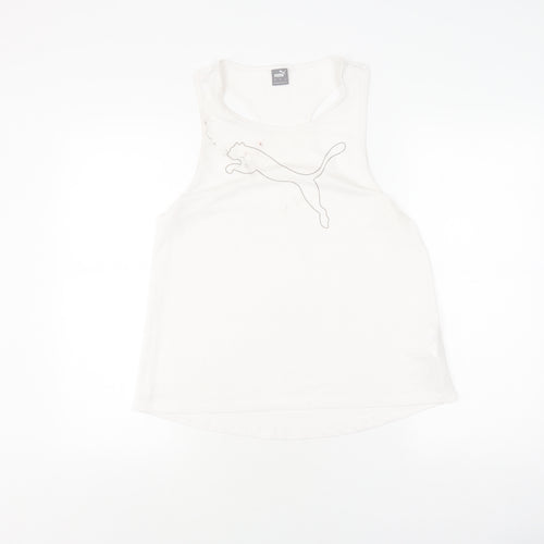 Puma Women's White Tank Top, Size S - Athletic Fit, Gym Ready