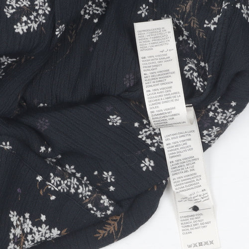 Fat Face Women's Black Floral V-Neck Blouse UK 6