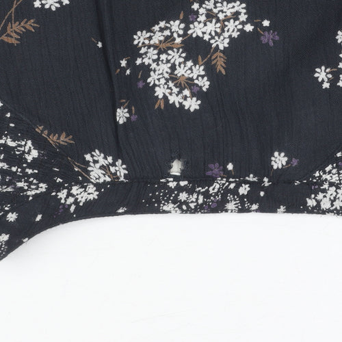 Fat Face Women's Black Floral V-Neck Blouse UK 6