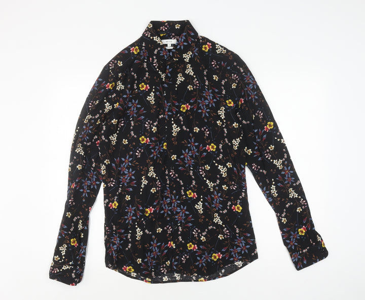 Reiss Black Floral Blouse for Women - Size S, Slim Fit