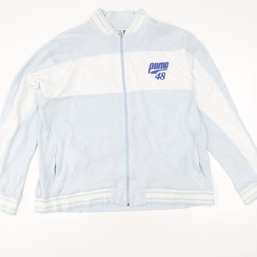 Puma Men's Blue XL Full Zip Hoodie, Logo Accent, Knit