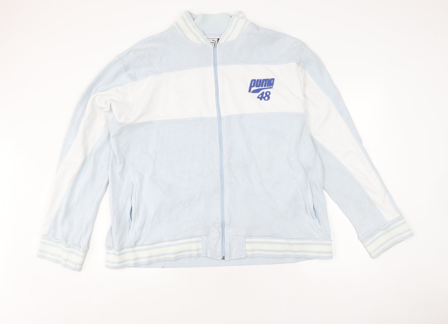 Puma Men's Blue XL Full Zip Hoodie, Logo Accent, Knit