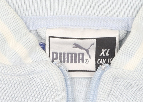 Puma Men's Blue XL Full Zip Hoodie, Logo Accent, Knit