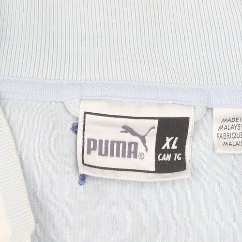 Puma Men's Blue XL Full Zip Hoodie, Logo Accent, Knit