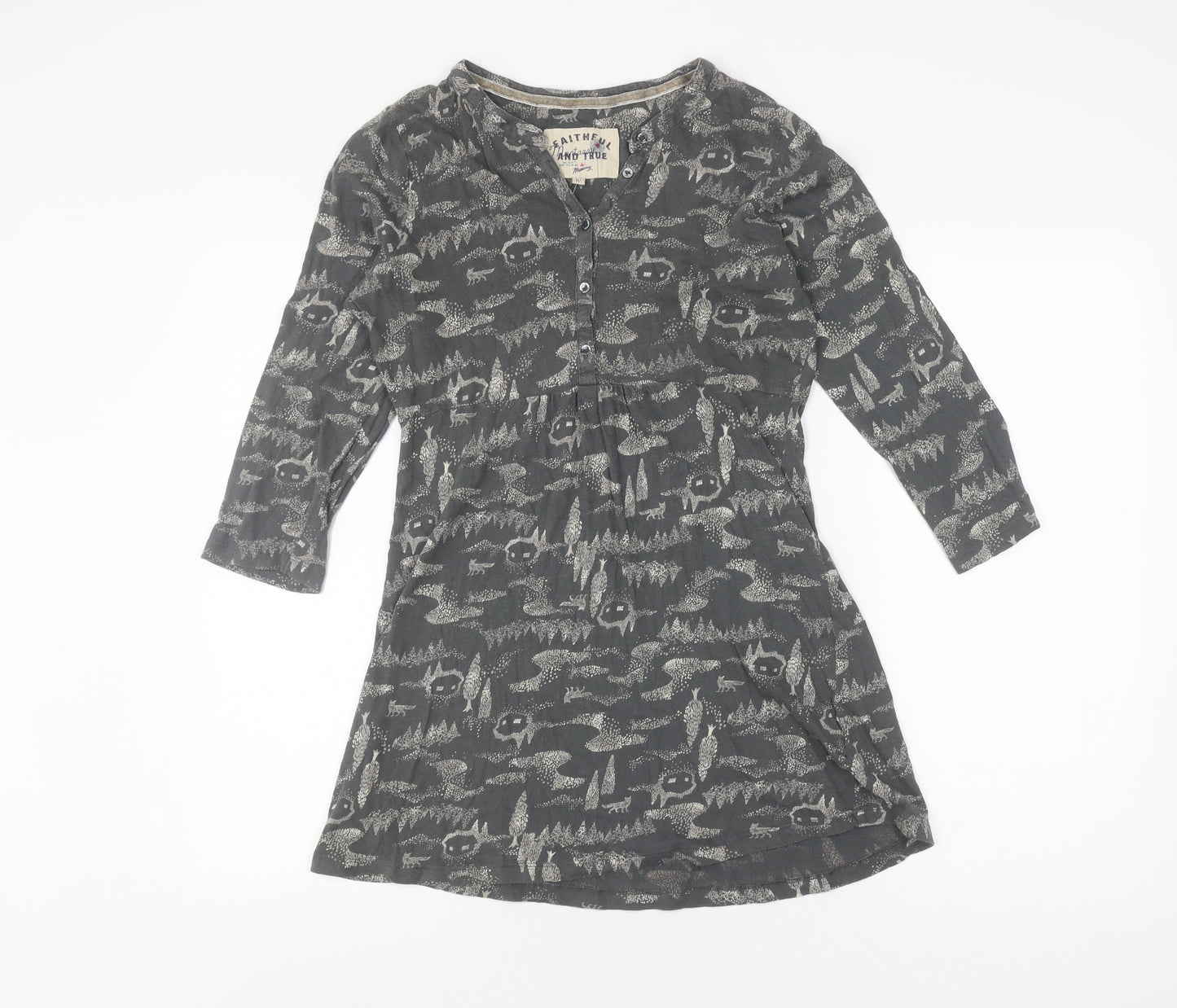 Faithful and True Women's Grey Tunic, Size 12, Henley Style