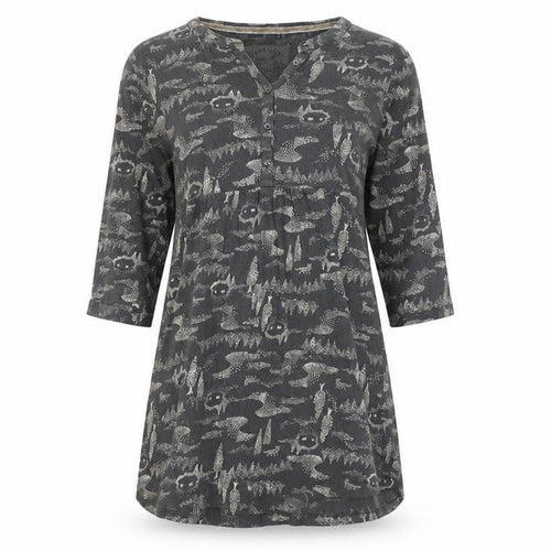 Faithful and True Women's Grey Tunic, Size 12, Henley Style