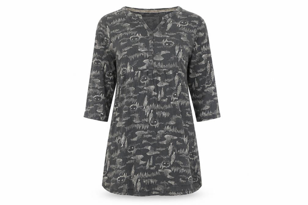 Faithful and True Women's Grey Tunic, Size 12, Henley Style