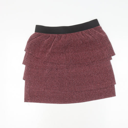 Jacqueline de Yong Red Ruffle Skirt, L, Polyester, Women's