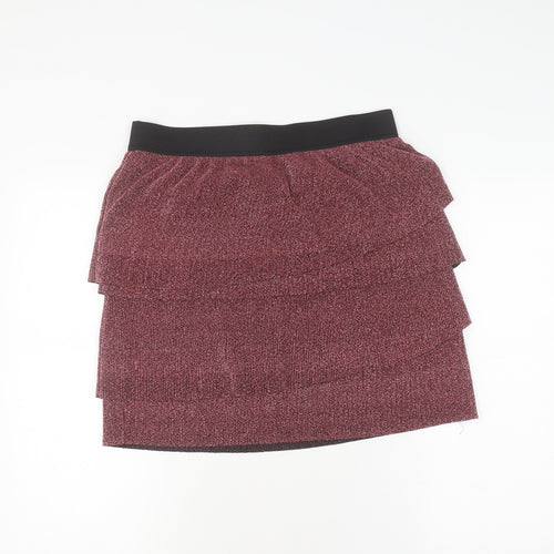 Jacqueline de Yong Red Ruffle Skirt, L, Polyester, Women's