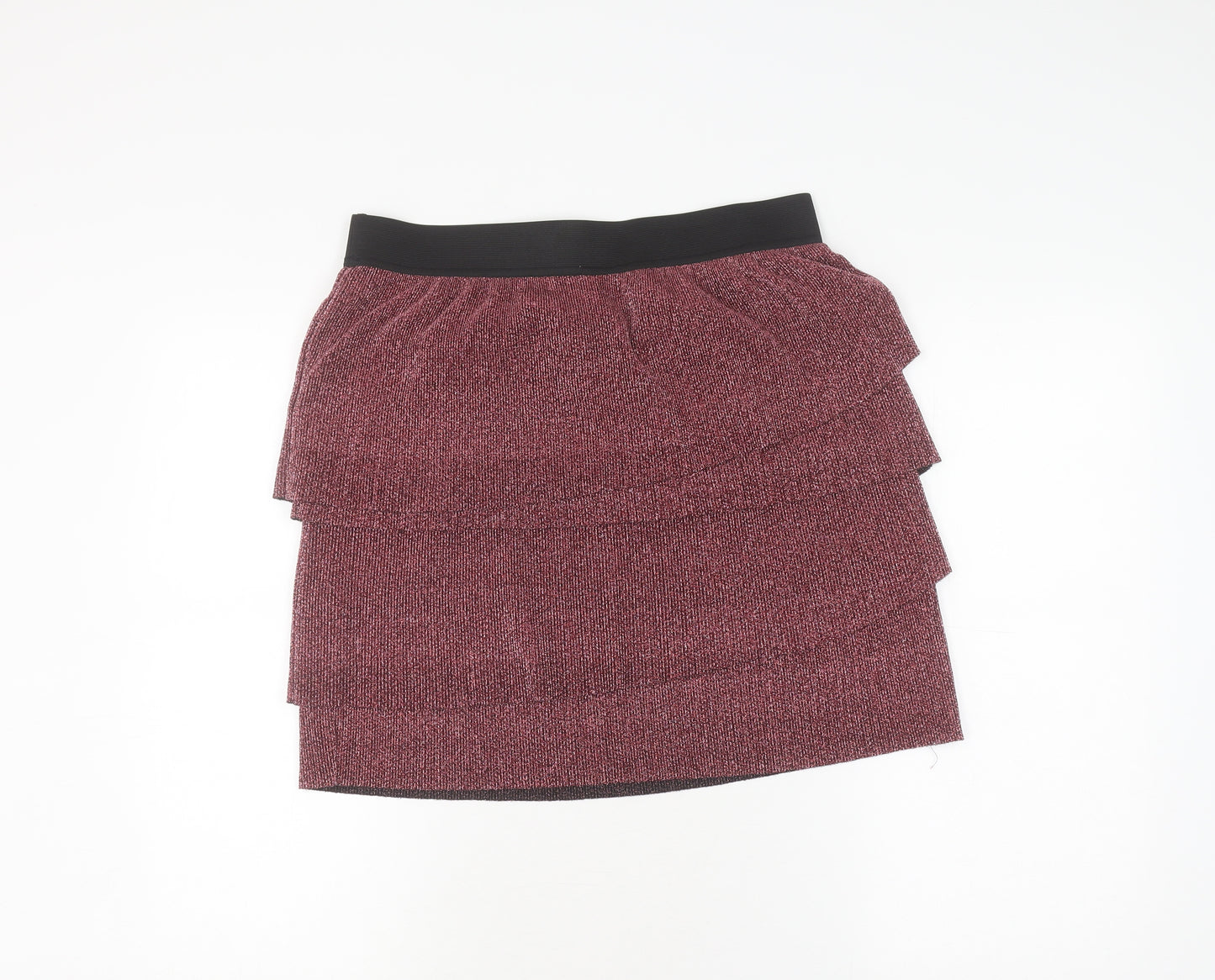Jacqueline de Yong Red Ruffle Skirt, L, Polyester, Women's