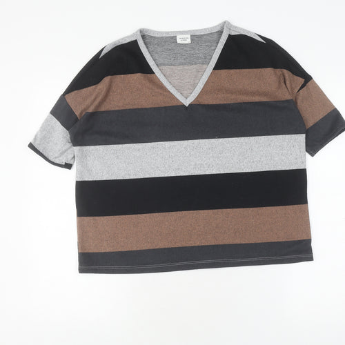 Jacqueline de Yong Women's Striped V-Neck T-Shirt M