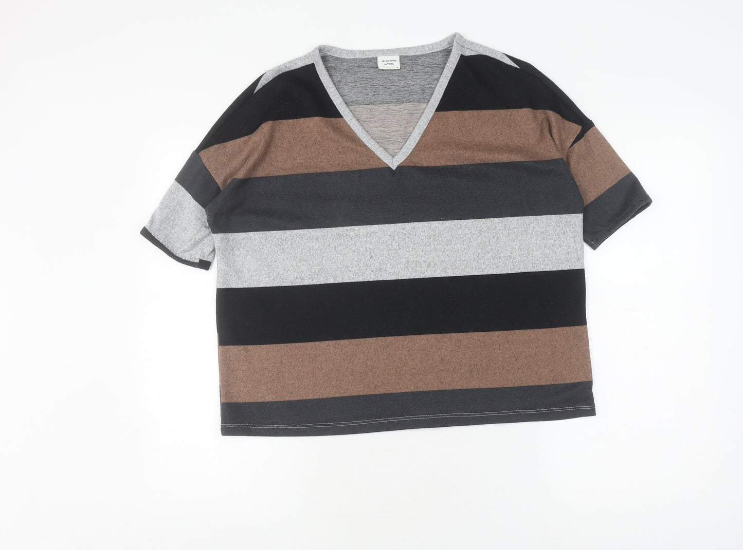 Jacqueline de Yong Women's Striped V-Neck T-Shirt M