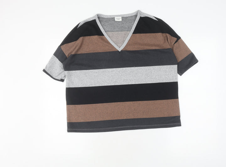 Jacqueline de Yong Women's Striped V-Neck T-Shirt M