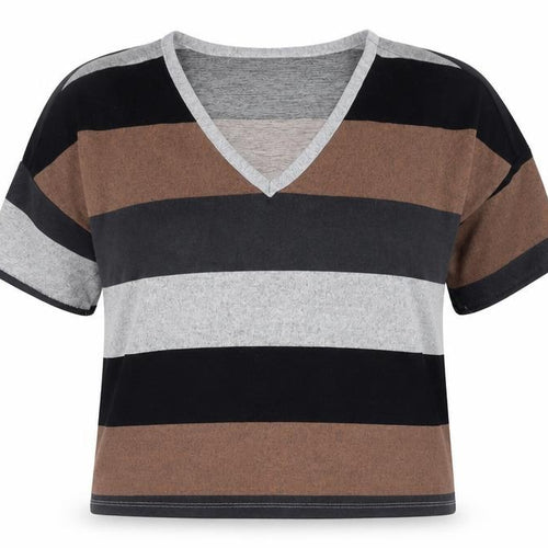 Jacqueline de Yong Women's Striped V-Neck T-Shirt M