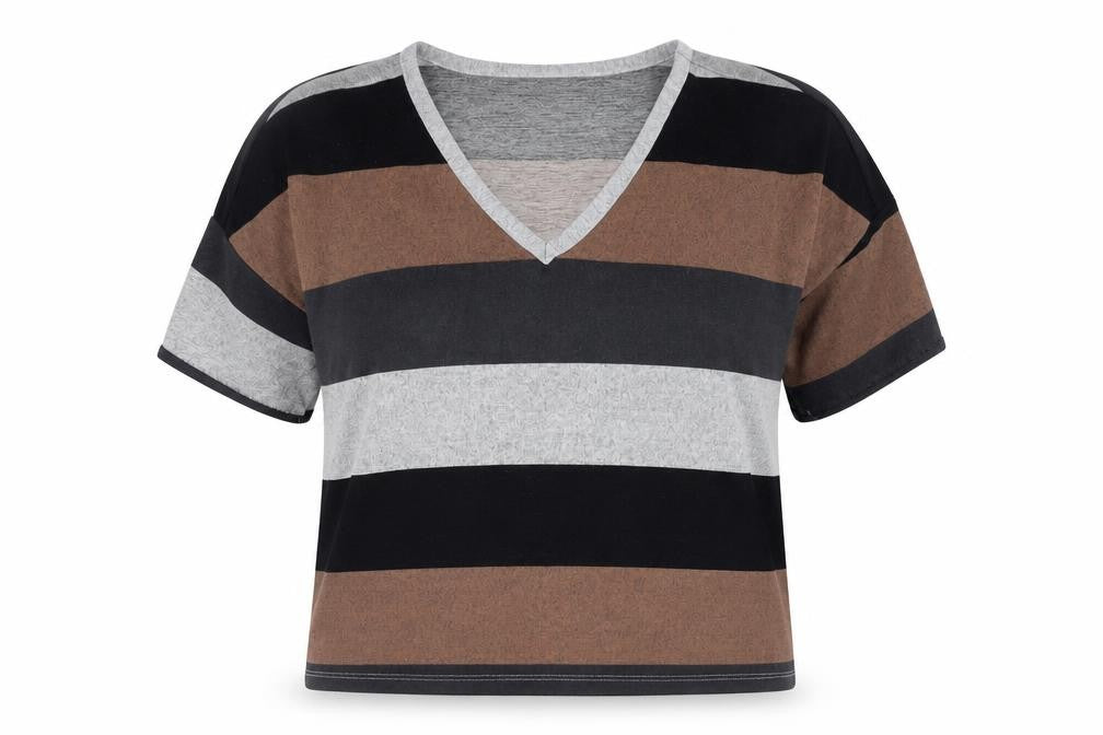 Jacqueline de Yong Women's Striped V-Neck T-Shirt M