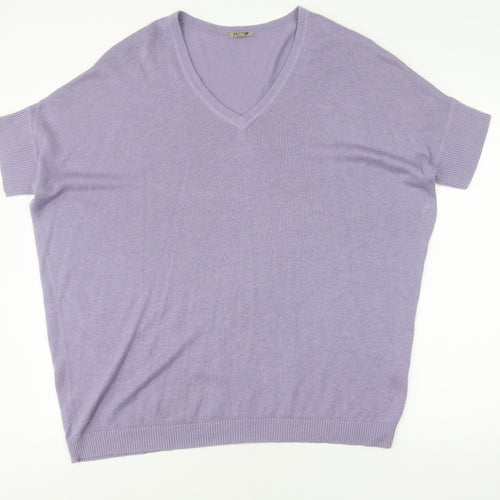 Jigsaw Women's Purple Knit V-Neck Top, M, Excellent