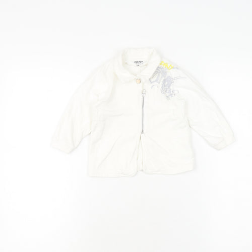 DKNY White Unisex Baby Full Zip Jumper, 9-12 Months