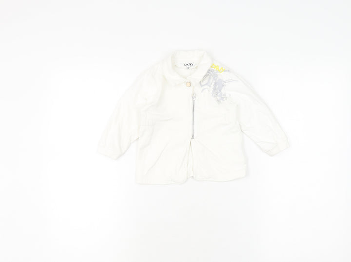 DKNY White Unisex Baby Full Zip Jumper, 9-12 Months