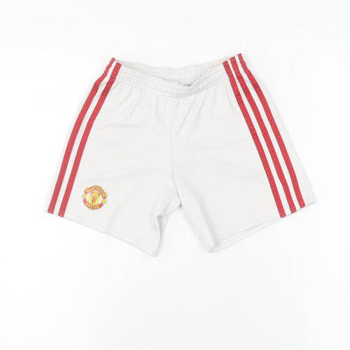Adidas Boys' White Manchester United Athletic Shorts 5-6 Years