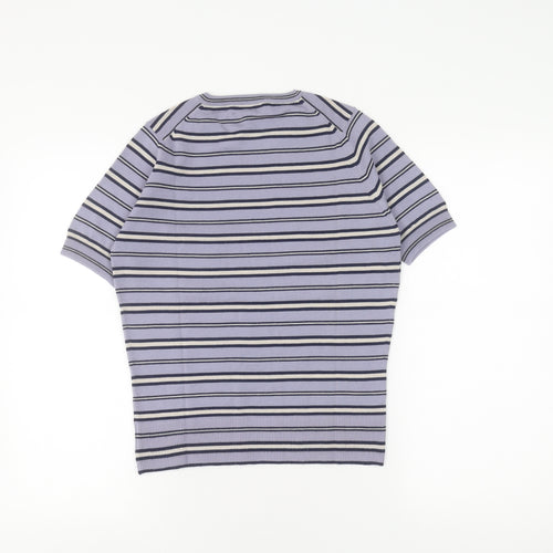 Jaeger Women's Multicoloured Wool Striped T-Shirt, Size 12