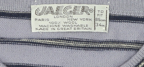 Jaeger Women's Multicoloured Wool Striped T-Shirt, Size 12