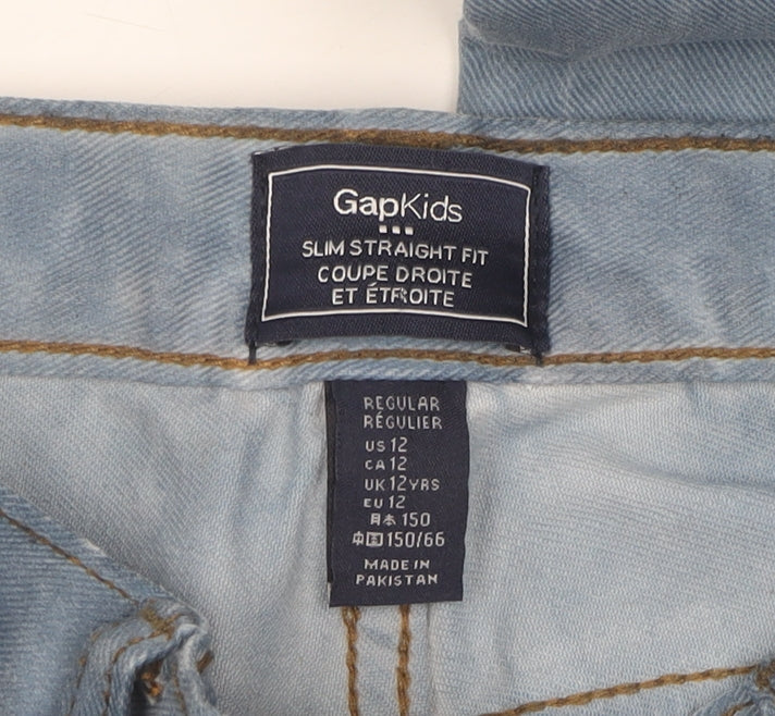 Gap Girls Blue Straight Jeans, 12 Years, Light Wash