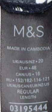 Marks and Spencer Women's Blue Floral Shirt Dress Size 20