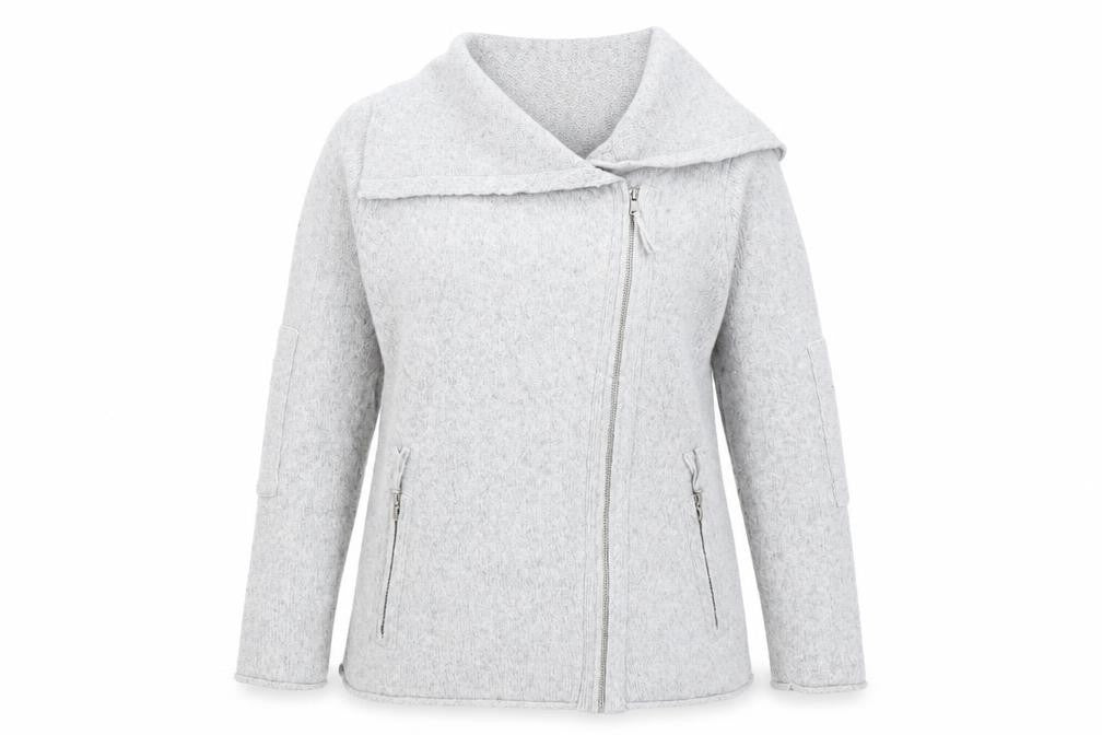 Front view of Mint Velvet Women's Grey Full Zip Jumper, size 10