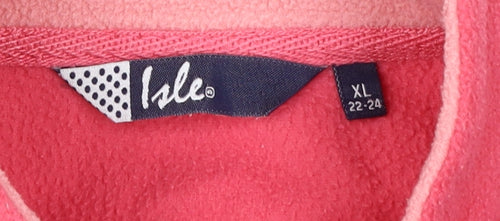 Isle Women's Pink XL Fleece Waistcoat with Zip Closure