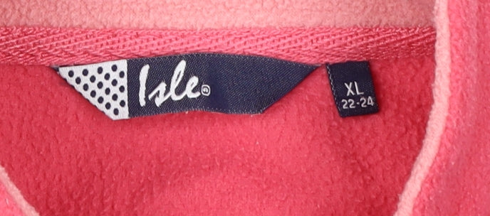 Isle Women's Pink XL Fleece Waistcoat with Zip Closure