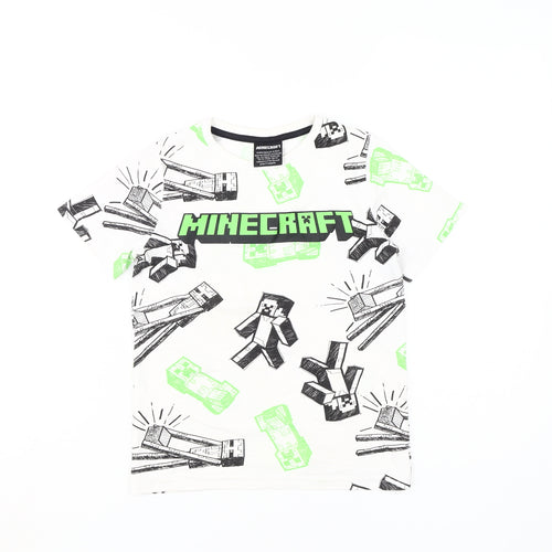 Minecraft Boys White Graphic Print T-Shirt 8 Years