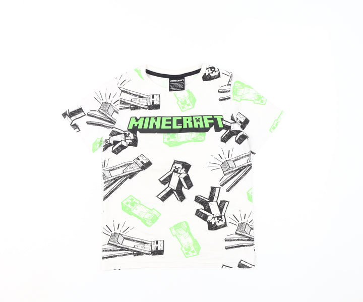 Minecraft Boys White Graphic Print T-Shirt 8 Years