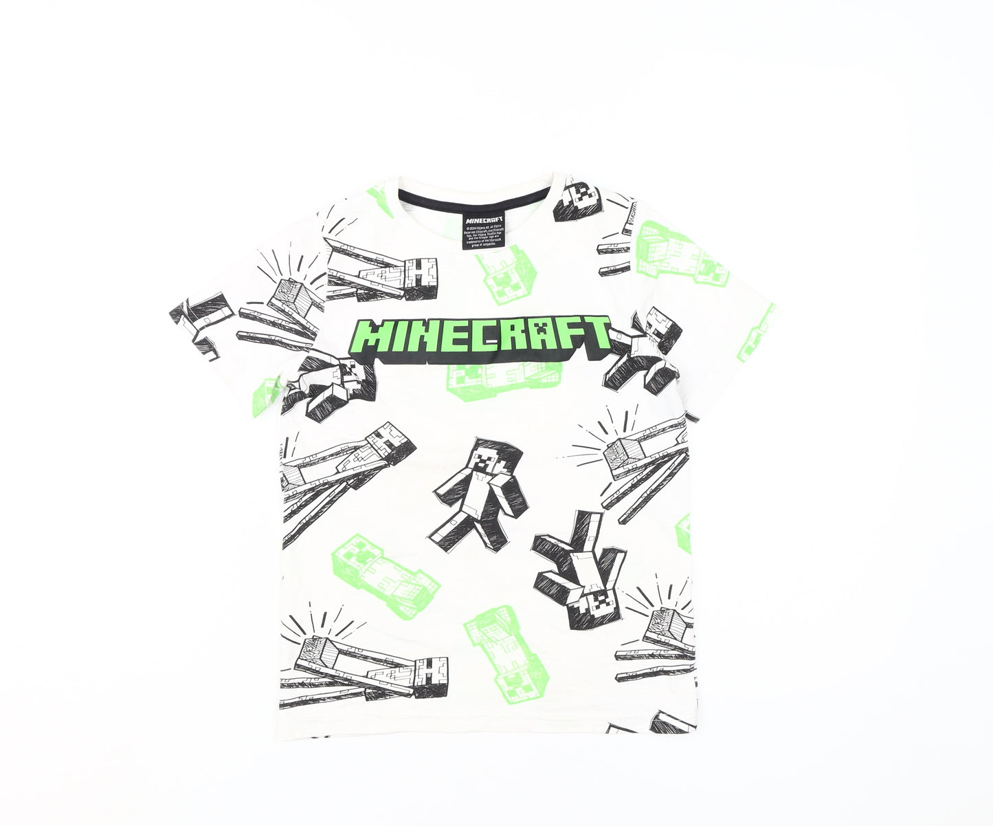 Minecraft Boys White Graphic Print T-Shirt 8 Years