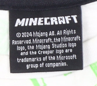Minecraft Boys White Graphic Print T-Shirt 8 Years