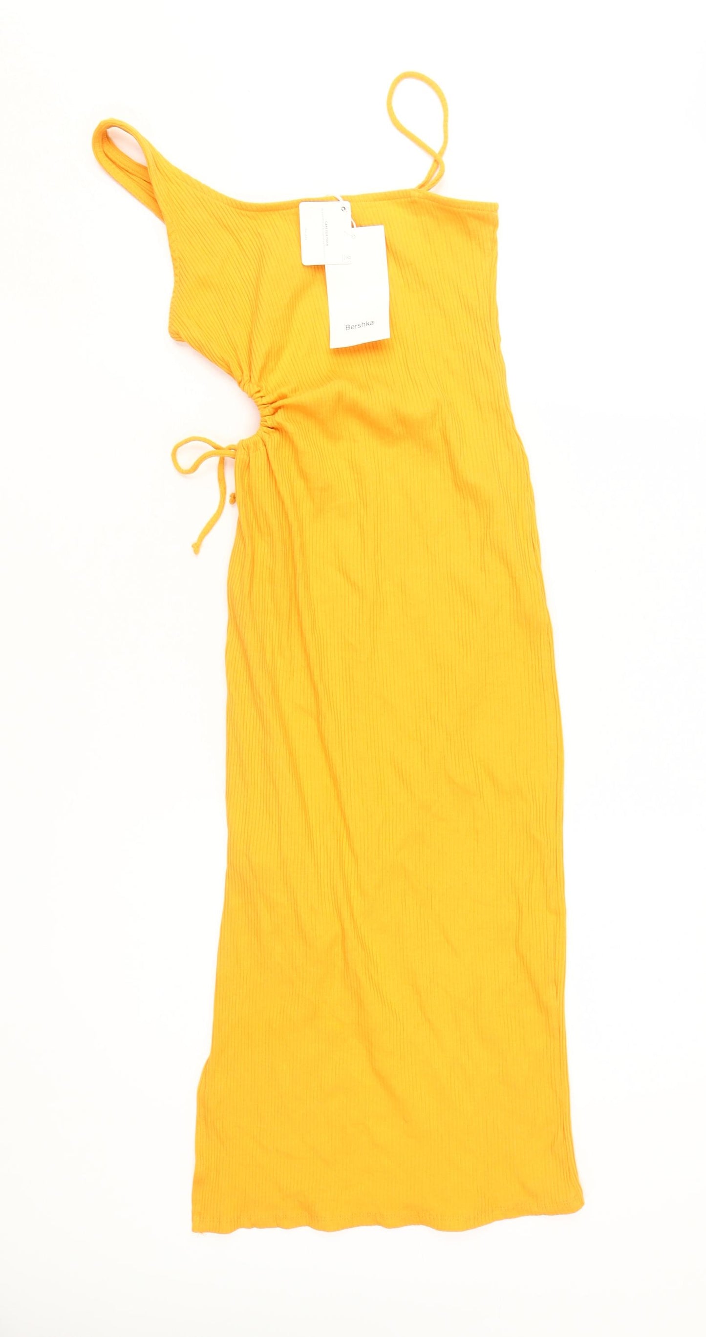 Bershka Women's Yellow Midi Slip Dress - Size S