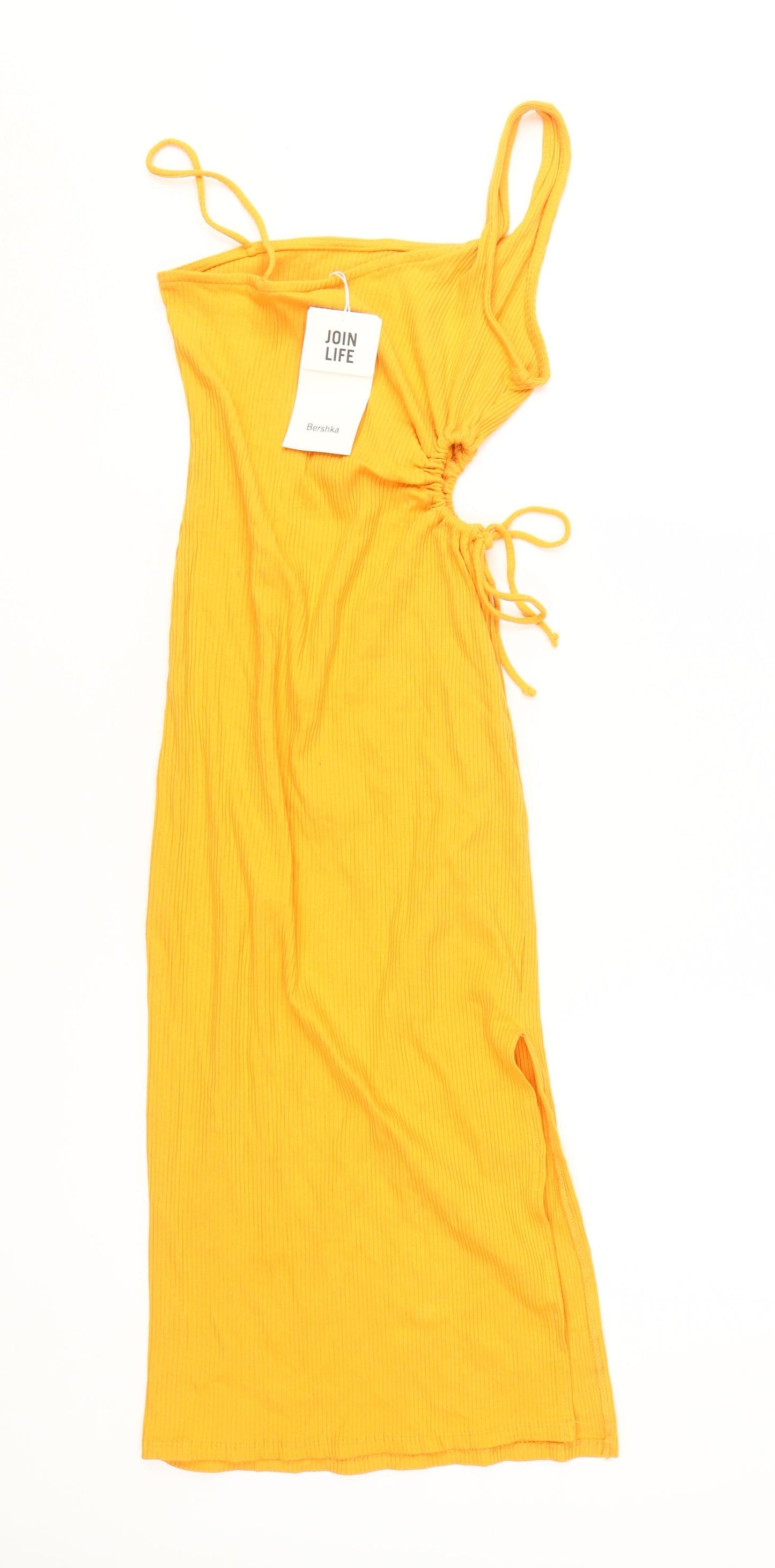 Bershka Women's Yellow Midi Slip Dress - Size S