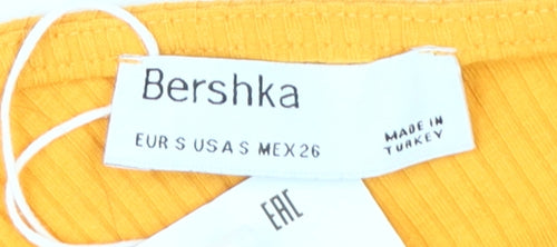 Bershka Women's Yellow Midi Slip Dress - Size S