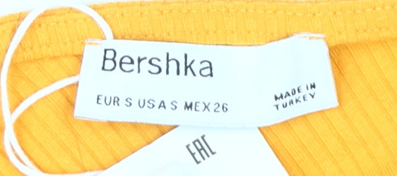 Bershka Women's Yellow Midi Slip Dress - Size S