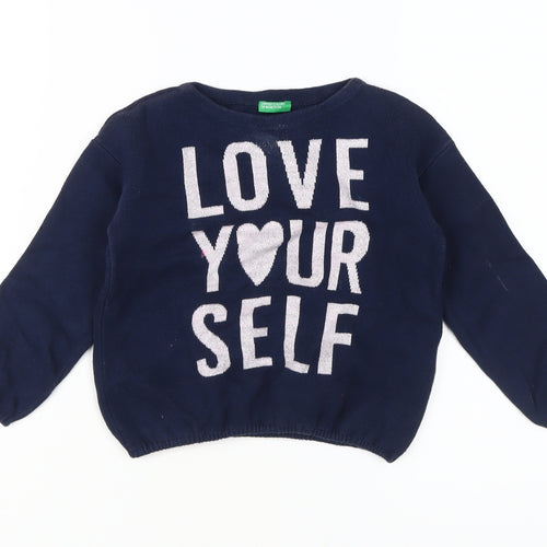 United Colors of Benetton Girls Blue Jumper 4-5 Years