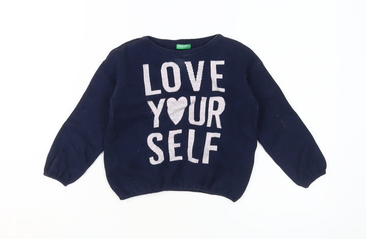 United Colors of Benetton Girls Blue Jumper 4-5 Years