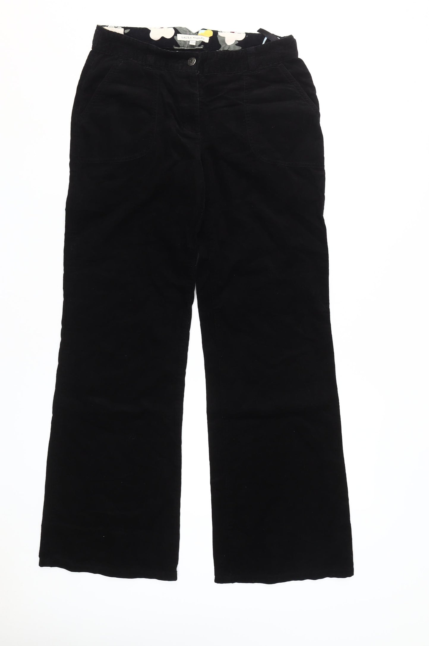 Laura Ashley Women's Black Cotton Trousers Size 10