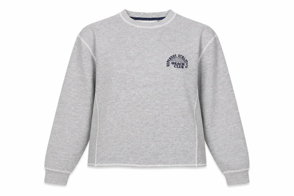 Front view of Superdry Women's Grey Pullover Sweatshirt, size 12