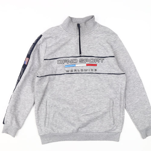 DFND Boys Grey Henley Sweatshirt, 13 Years, 1/2 Zip, Logo